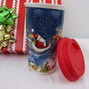 NWOT Pier 1 Ceramic Christmas Travel Mug